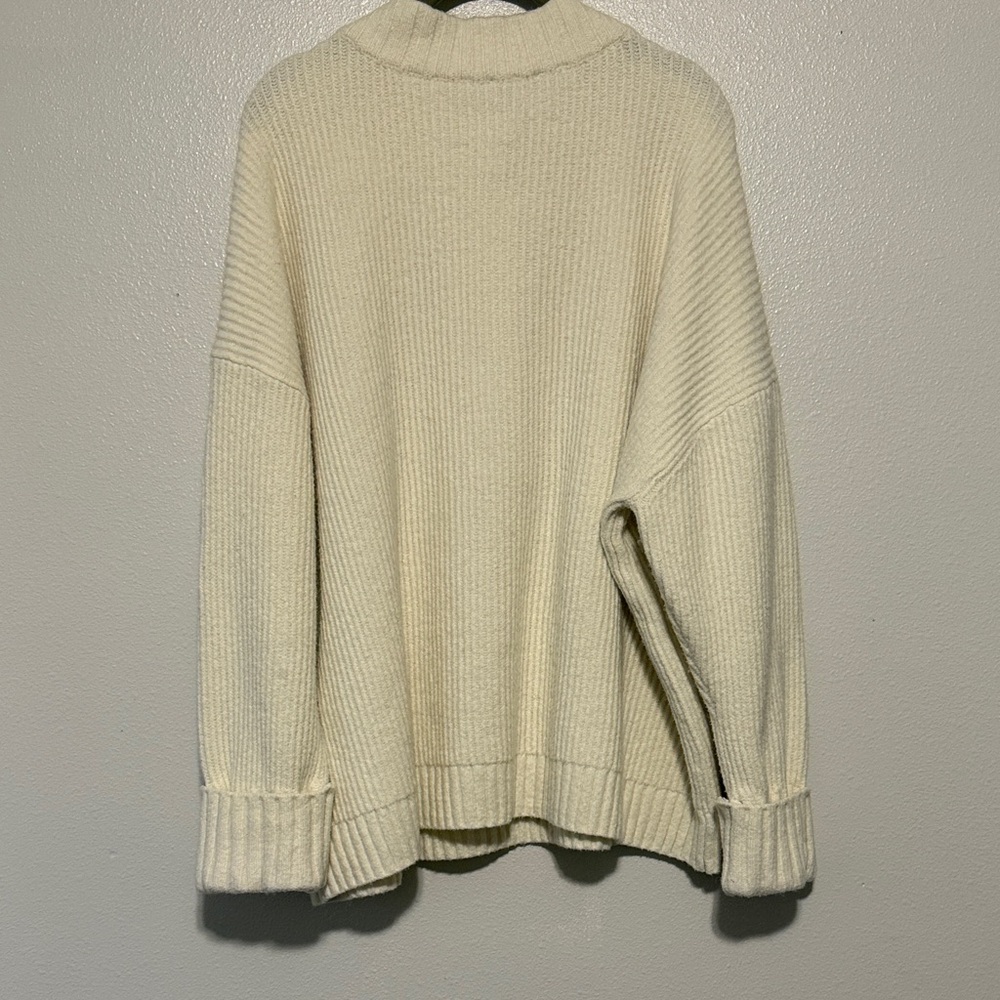Talbots Cream Ribbed Henley Sweater Top with Beautiful Rhinestone Buttons - Picture 9 of 10